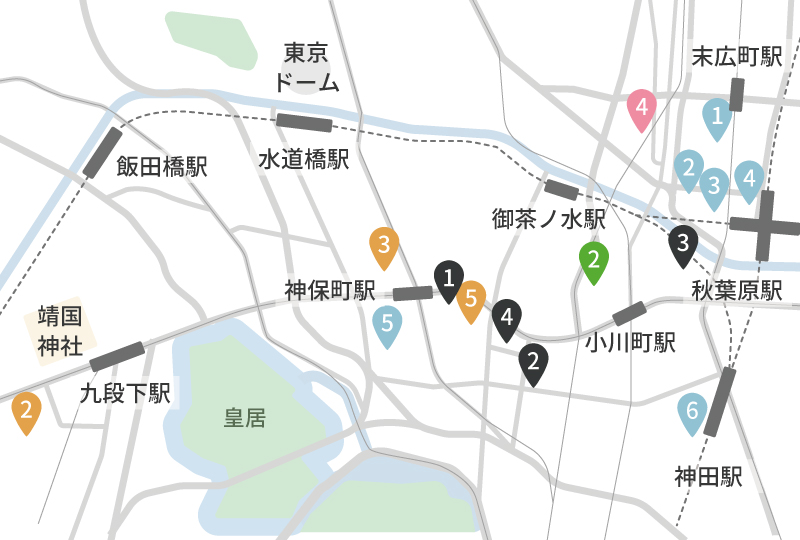 神田・秋葉原・神保町エリアの地図